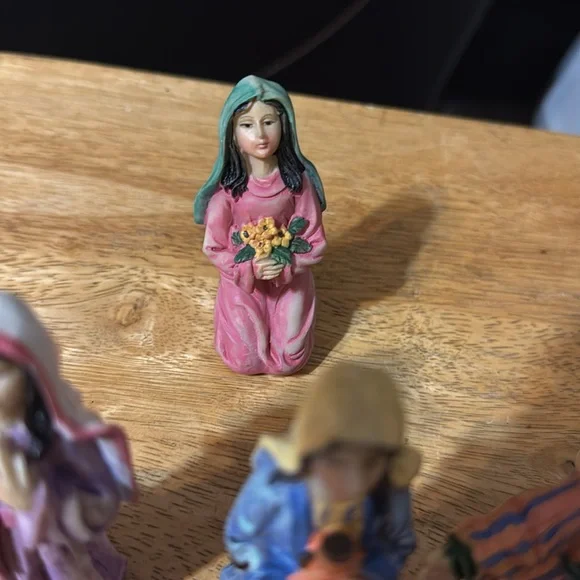 Set of 7 Vintage 1990s Wooden Christian Religion Figurines